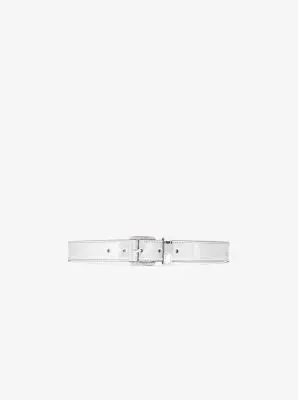 Michael Kors Collection Tilda Specchio Leather Belt in Silver | Thumbnail 2 Michael Kors Collection Tilda Specchio Leather Belt in Silver | Thumbnail 2