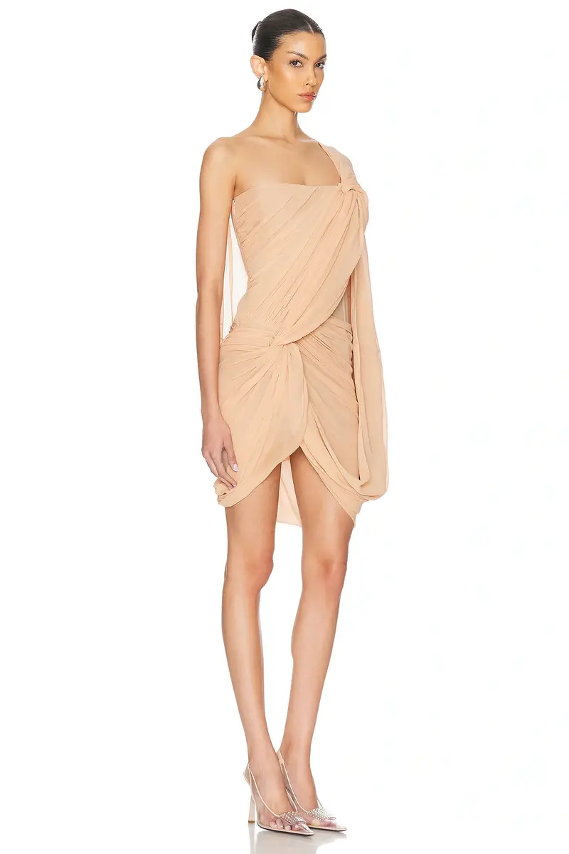 Stella McCartney Creponne Asymmetric Drape Mini Dress | Thumbnail 2 Stella McCartney Creponne Asymmetric Drape Mini Dress | Thumbnail 2