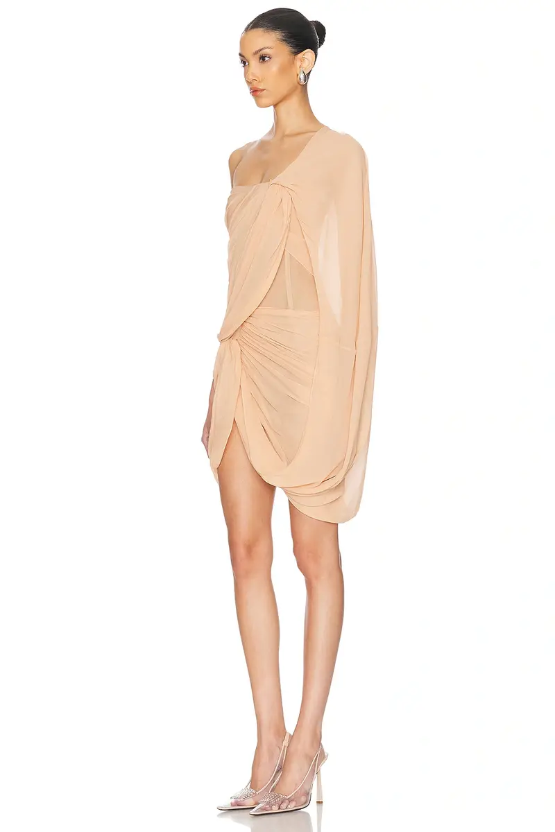 Stella McCartney Creponne Asymmetric Drape Mini Dress | Thumbnail 3 Stella McCartney Creponne Asymmetric Drape Mini Dress | Thumbnail 3