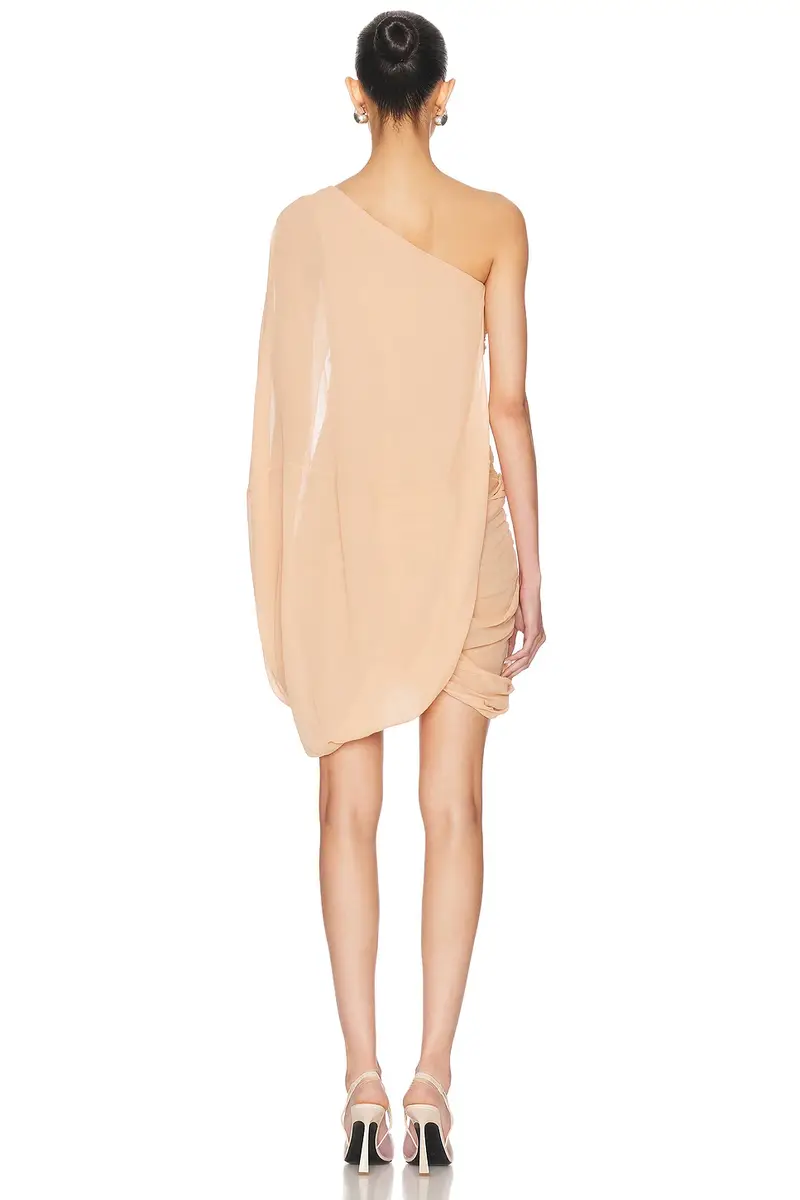 Stella McCartney Creponne Asymmetric Drape Mini Dress | Thumbnail 4 Stella McCartney Creponne Asymmetric Drape Mini Dress | Thumbnail 4