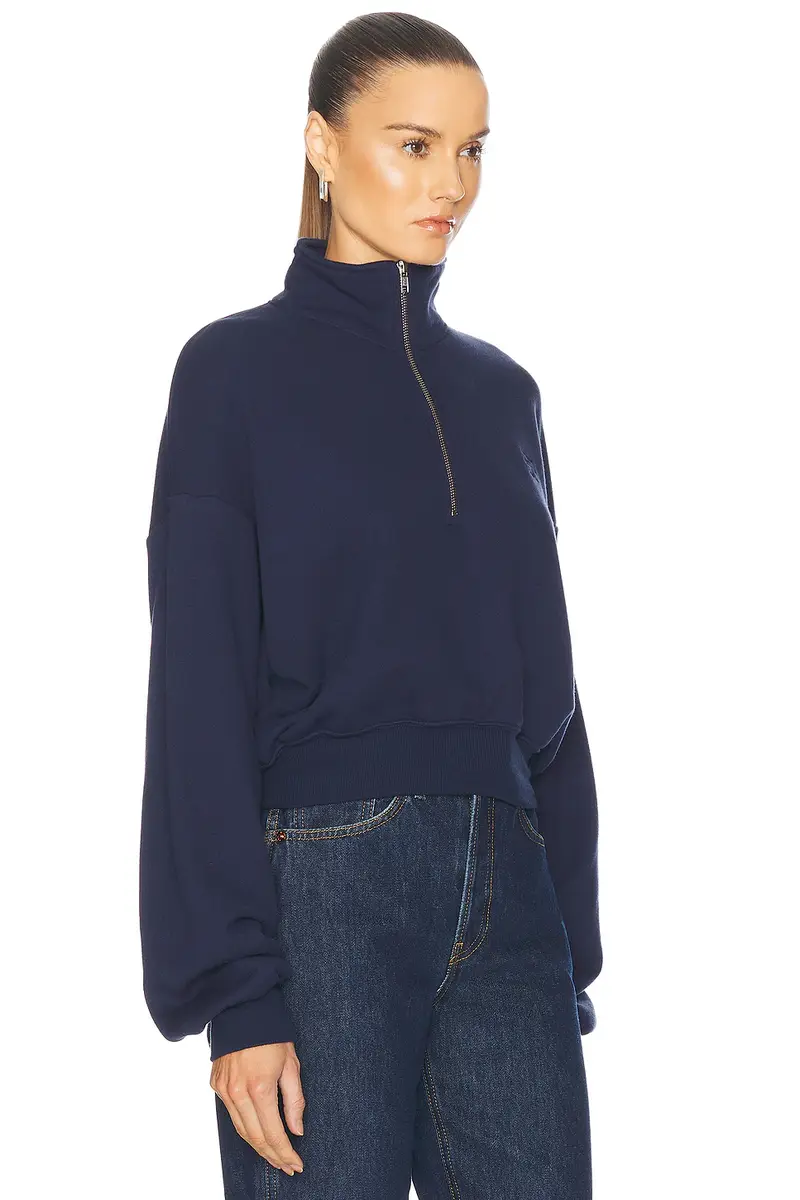 ÉTERNE Cropped Half Zip Sweatshirt | Thumbnail 2