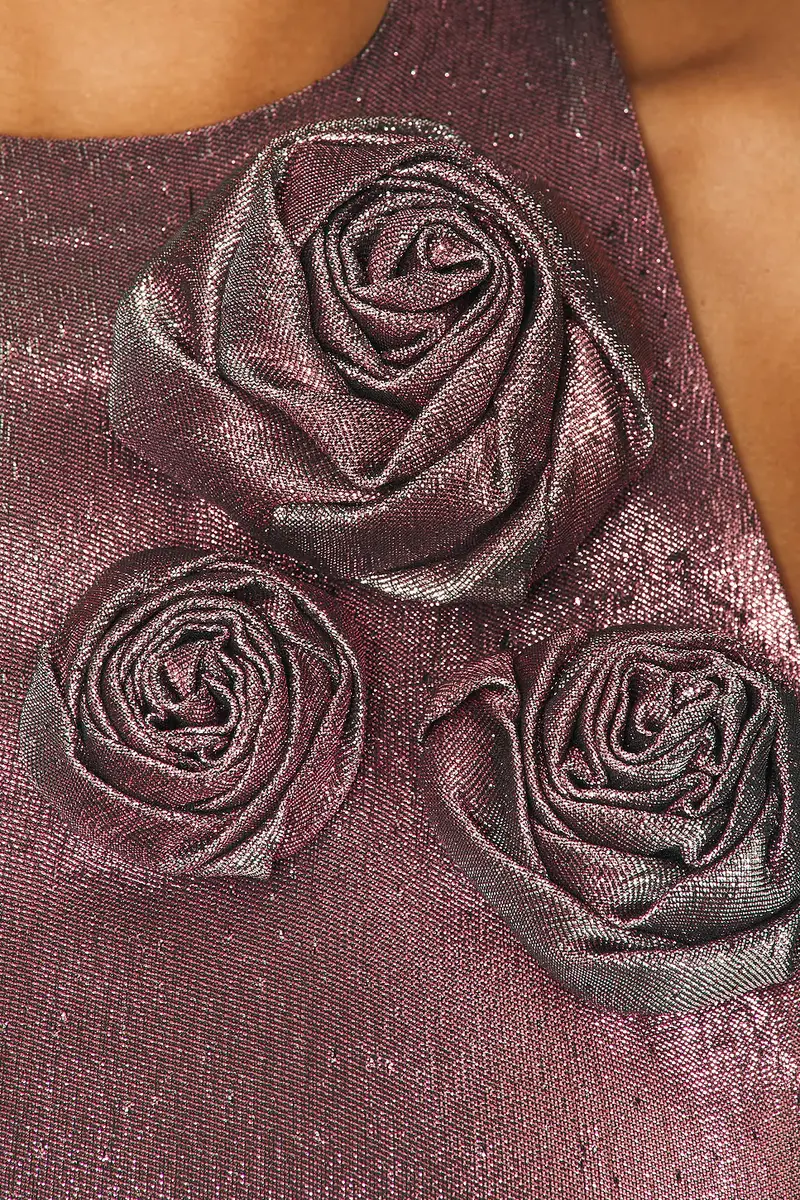 AREA Stretch Lame Rosette Halter Top | Thumbnail 5 AREA Stretch Lame Rosette Halter Top | Thumbnail 5