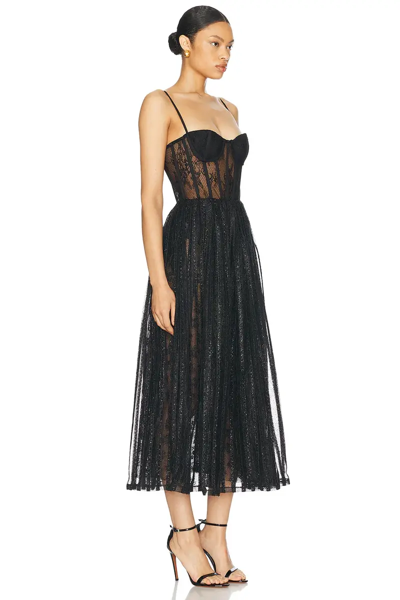 PatBo Lurex Tulle Bustier Midi Dress | Thumbnail 2