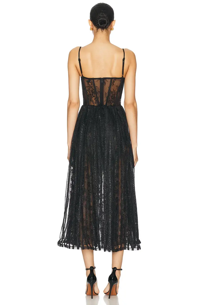 PatBo Lurex Tulle Bustier Midi Dress | Thumbnail 3