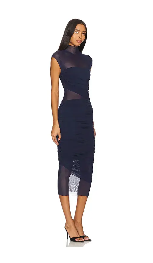 SEROYA Tabitha Mesh Ruched Midi Dress | Thumbnail 2 SEROYA Tabitha Mesh Ruched Midi Dress | Thumbnail 2