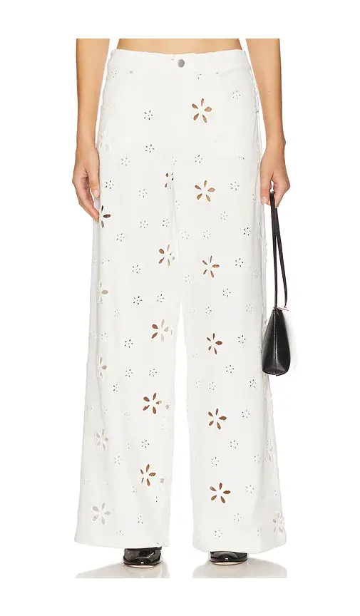 For Love & Lemons Daisy Eyelet Baggy Jeans