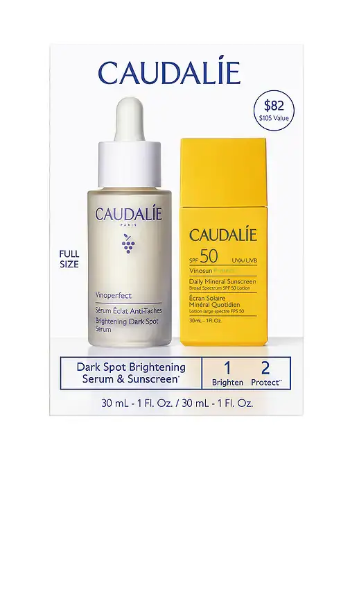 CAUDALIE Vinoperfect Dark Spot Brightening Serum & Sunscreen SPF 50 Set | Image 1 CAUDALIE Vinoperfect Dark Spot Brightening Serum & Sunscreen SPF 50 Set | Image 1