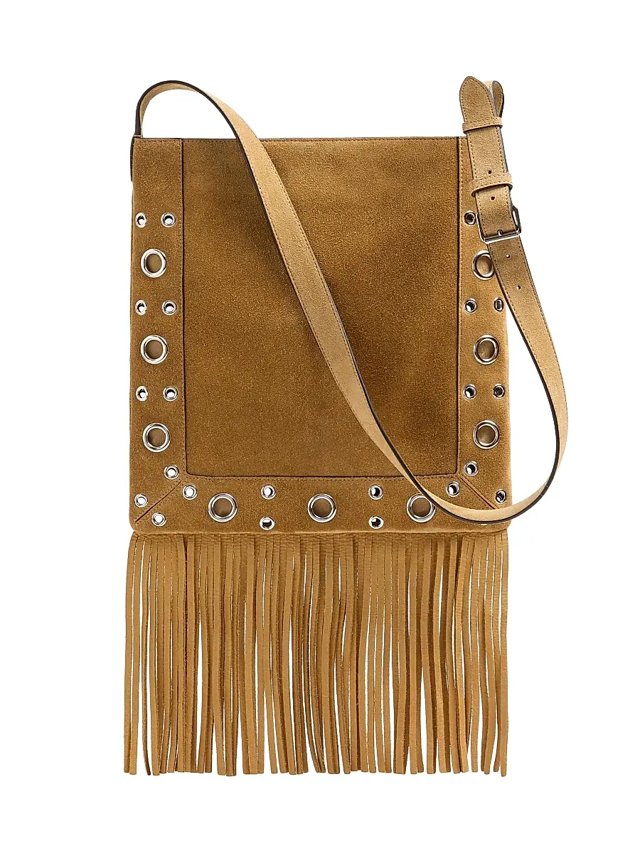 Valentino Garavani Women's Nellcôte Suede Shoulder Bag with Fringes - Beige Brown | Thumbnail 13 Valentino Garavani Women's Nellcôte Suede Shoulder Bag with Fringes - Beige Brown | Thumbnail 13