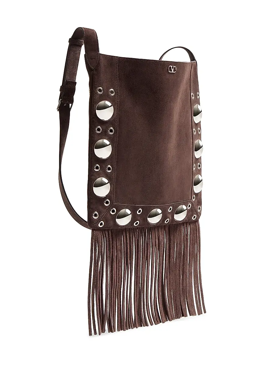 Valentino Garavani Women's Nellcôte Suede Shoulder Bag with Fringes - Beige Brown | Thumbnail 3 Valentino Garavani Women's Nellcôte Suede Shoulder Bag with Fringes - Beige Brown | Thumbnail 3