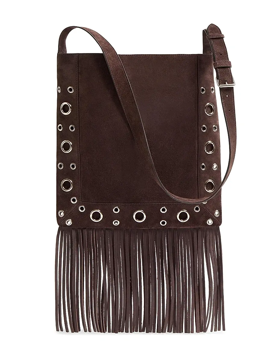 Valentino Garavani Women's Nellcôte Suede Shoulder Bag with Fringes - Beige Brown | Thumbnail 5 Valentino Garavani Women's Nellcôte Suede Shoulder Bag with Fringes - Beige Brown | Thumbnail 5