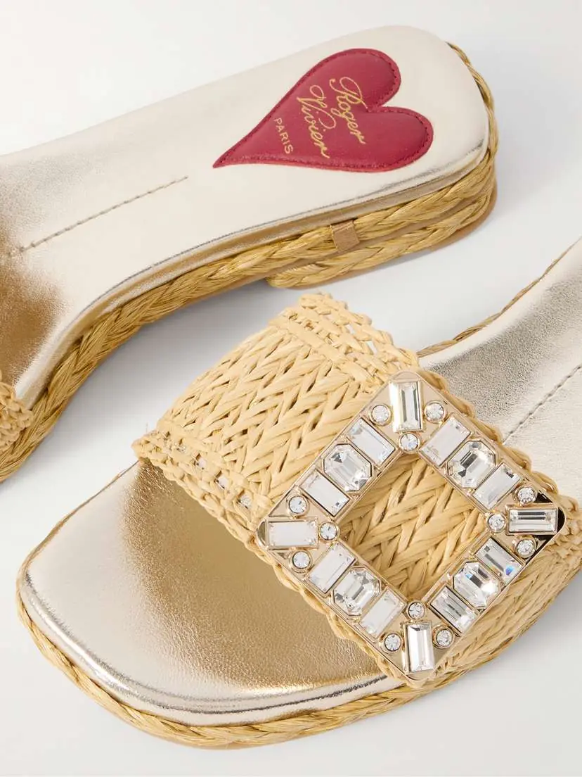 Roger Vivier 25 Crystal-embellished Raffia Sandals | Thumbnail 4 Roger Vivier 25 Crystal-embellished Raffia Sandals | Thumbnail 4
