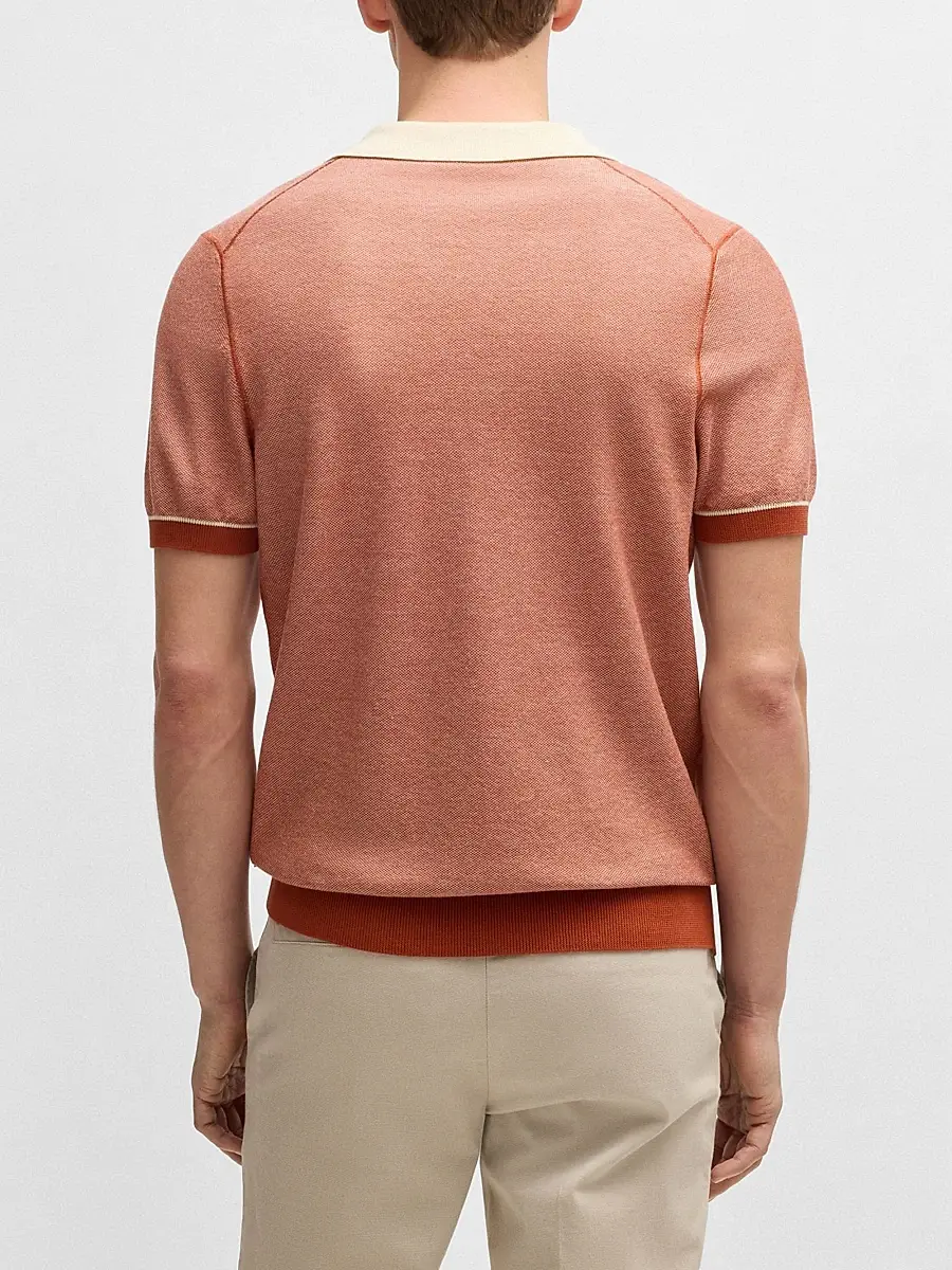 BOSS Men's Sweater with Johnny Collar - Orange | Thumbnail 4 BOSS Men's Sweater with Johnny Collar - Orange | Thumbnail 4
