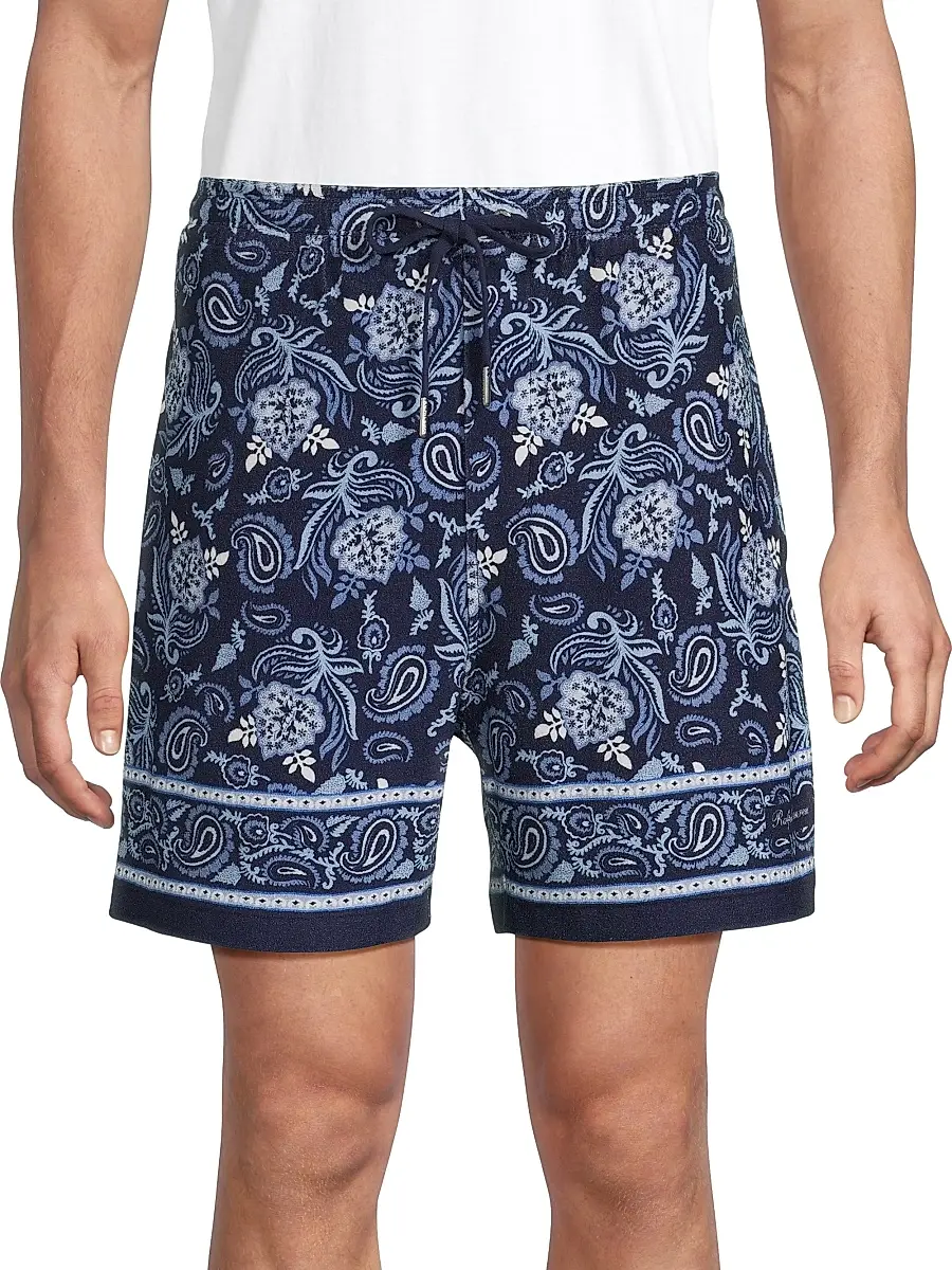 Ralph Lauren Purple Label Men's 5.5''Paisley-Print Terry Shorts - Maiori Choppa Border Print | Thumbnail 3 Ralph Lauren Purple Label Men's 5.5''Paisley-Print Terry Shorts - Maiori Choppa Border Print | Thumbnail 3