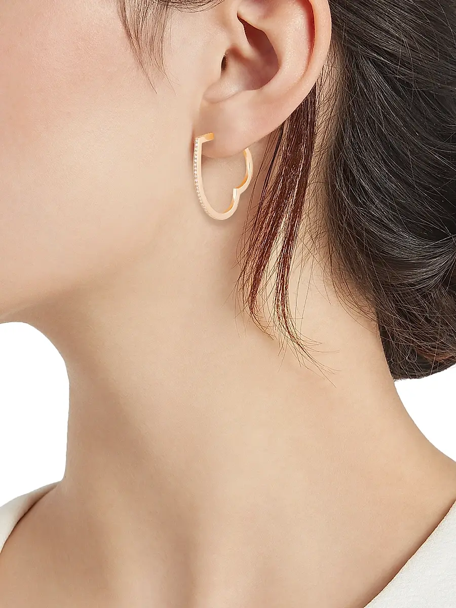 Repossi Women's Antifer 18K Rose Gold & 0.13 TCW Diamond Heart Hoop Earring - Rose Gold | Thumbnail 2 Repossi Women's Antifer 18K Rose Gold & 0.13 TCW Diamond Heart Hoop Earring - Rose Gold | Thumbnail 2