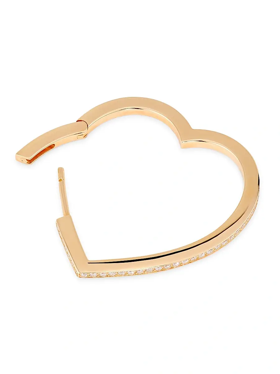Repossi Women's Antifer 18K Rose Gold & 0.13 TCW Diamond Heart Hoop Earring - Rose Gold | Thumbnail 3 Repossi Women's Antifer 18K Rose Gold & 0.13 TCW Diamond Heart Hoop Earring - Rose Gold | Thumbnail 3