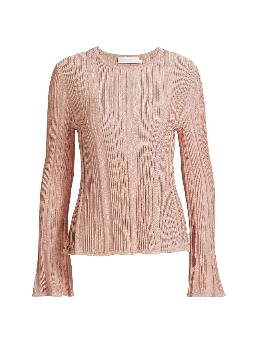 Zimmermann Women's Lucky Metallic Ribbed Top - Metallic Pink | Image 1 Zimmermann Women's Lucky Metallic Ribbed Top - Metallic Pink | Image 1