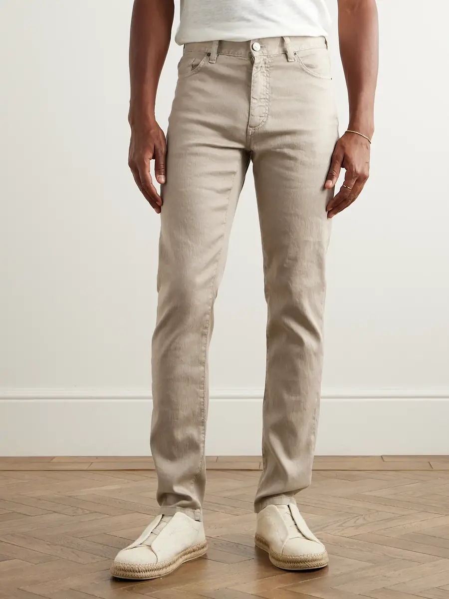 Zegna Roccia Slim-Fit Straight-Leg Linen-Blend Trousers - Men | Thumbnail 3