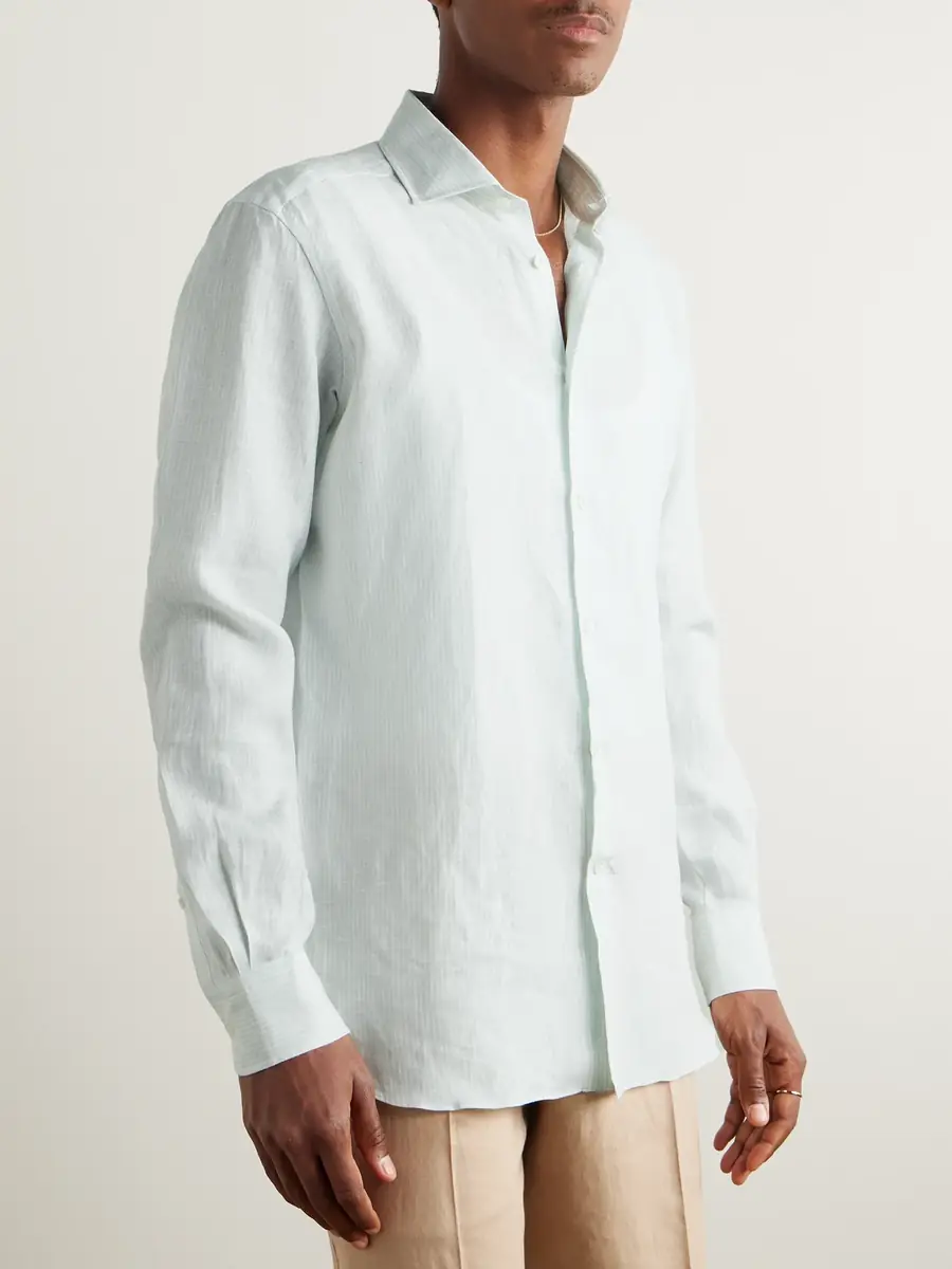 Zegna Oasi Striped Linen Shirt - Men | Thumbnail 3