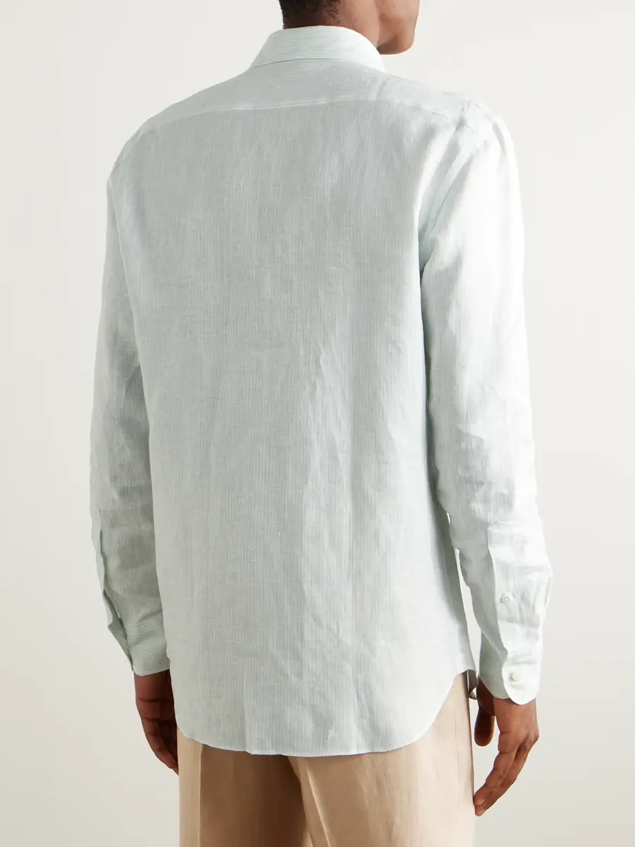 Zegna Oasi Striped Linen Shirt - Men | Thumbnail 4