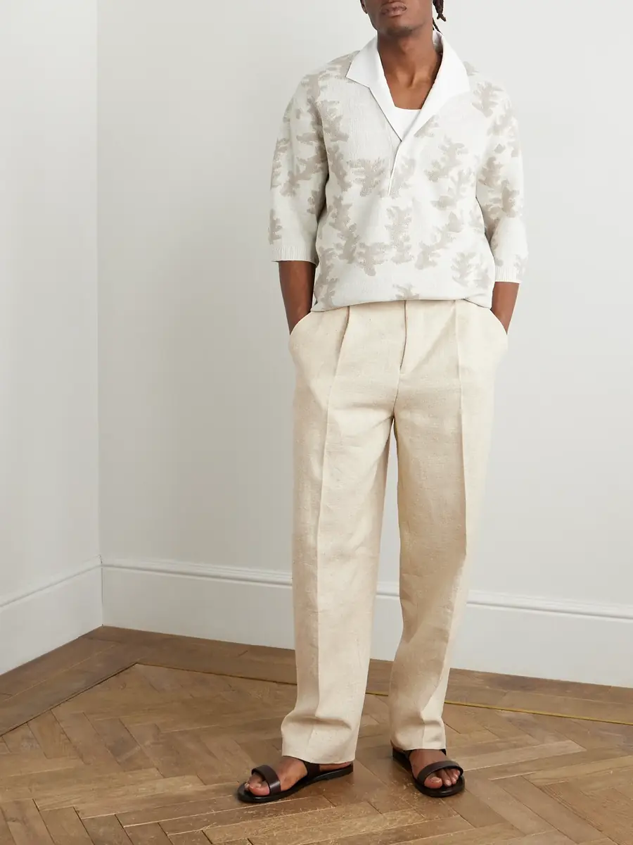 Zegna Straight-Leg Pleated Linen, Silk and Hemp-Blend Trousers - Men | Thumbnail 2 Zegna Straight-Leg Pleated Linen, Silk and Hemp-Blend Trousers - Men | Thumbnail 2