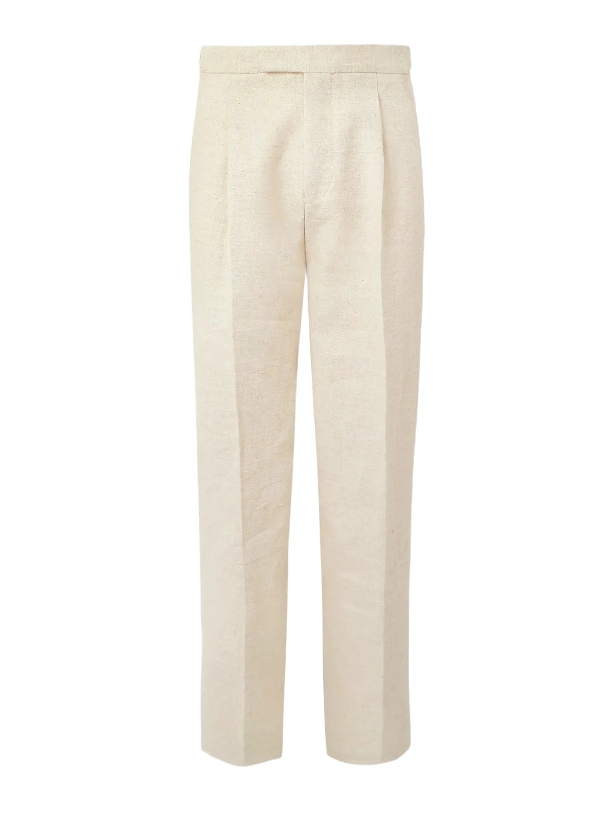 Straight-Leg Pleated Linen, Silk and Hemp-Blend Trousers - Men