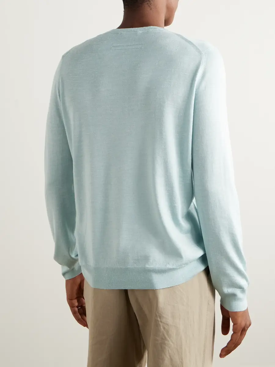 Zegna Mulberry Silk, Cashmere and Linen-Blend Sweater - Men | Thumbnail 4