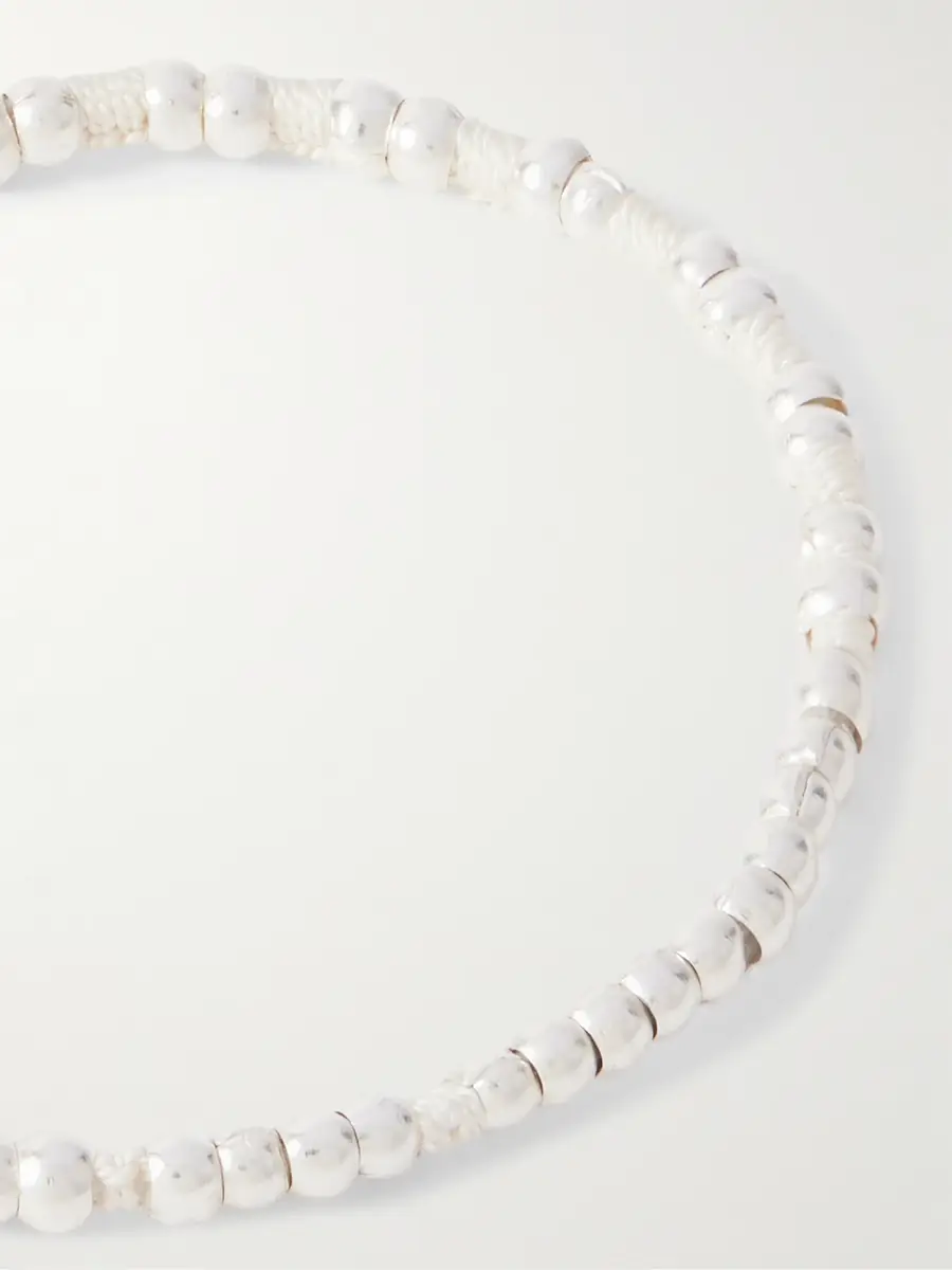 Mikia Sterling Silver and Silk-Cord Beaded Bracelet - Men | Thumbnail 4 Mikia Sterling Silver and Silk-Cord Beaded Bracelet - Men | Thumbnail 4