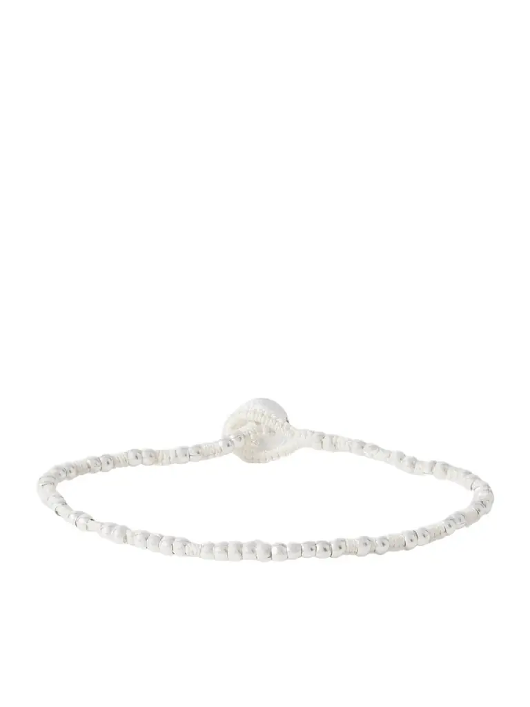 Mikia Sterling Silver and Silk-Cord Beaded Bracelet - Men | Image 1 Mikia Sterling Silver and Silk-Cord Beaded Bracelet - Men | Image 1