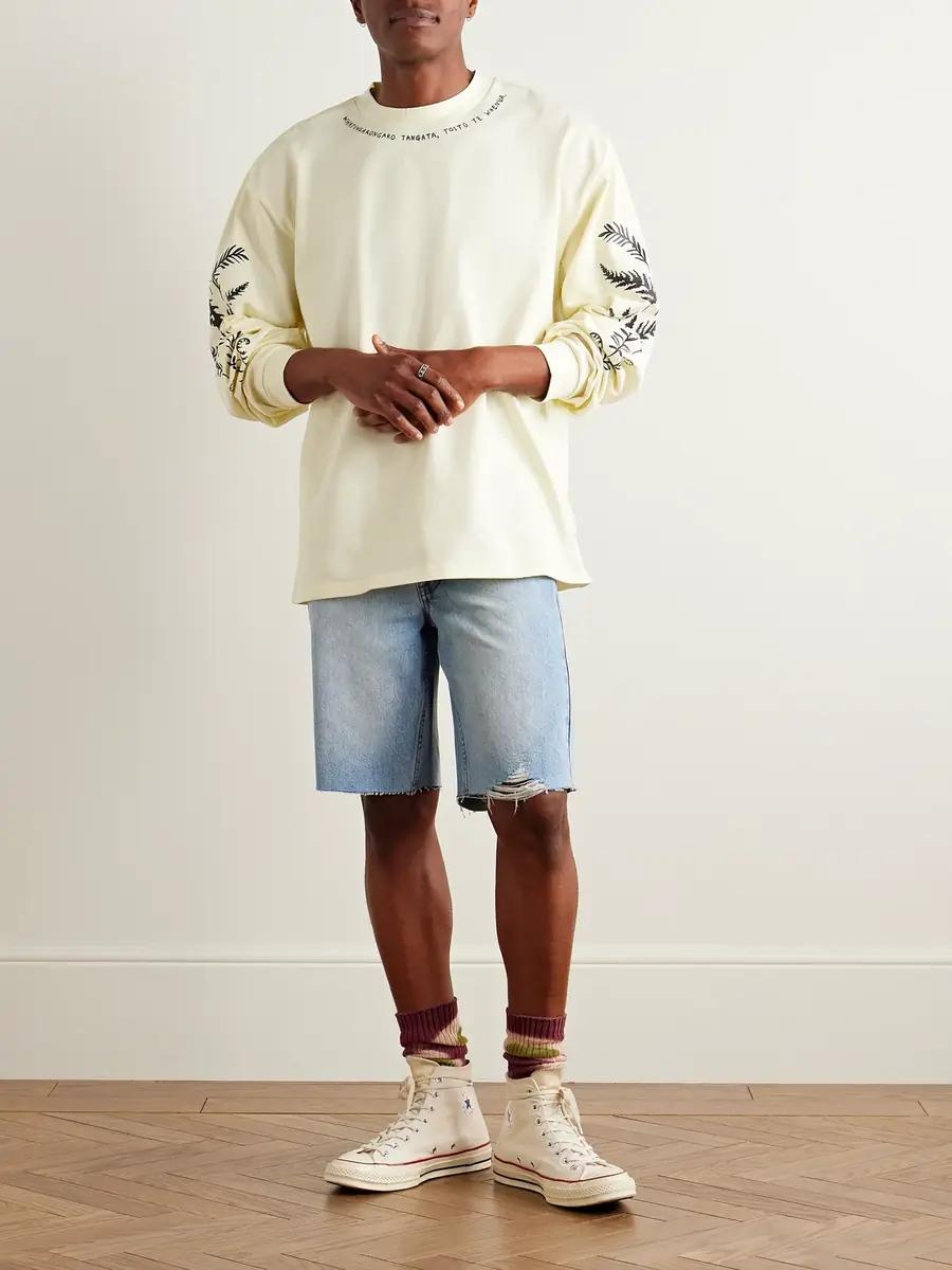 MANAAKI Tama Slim-Fit Straight-Leg Distressed Denim Shorts - Men | Thumbnail 2