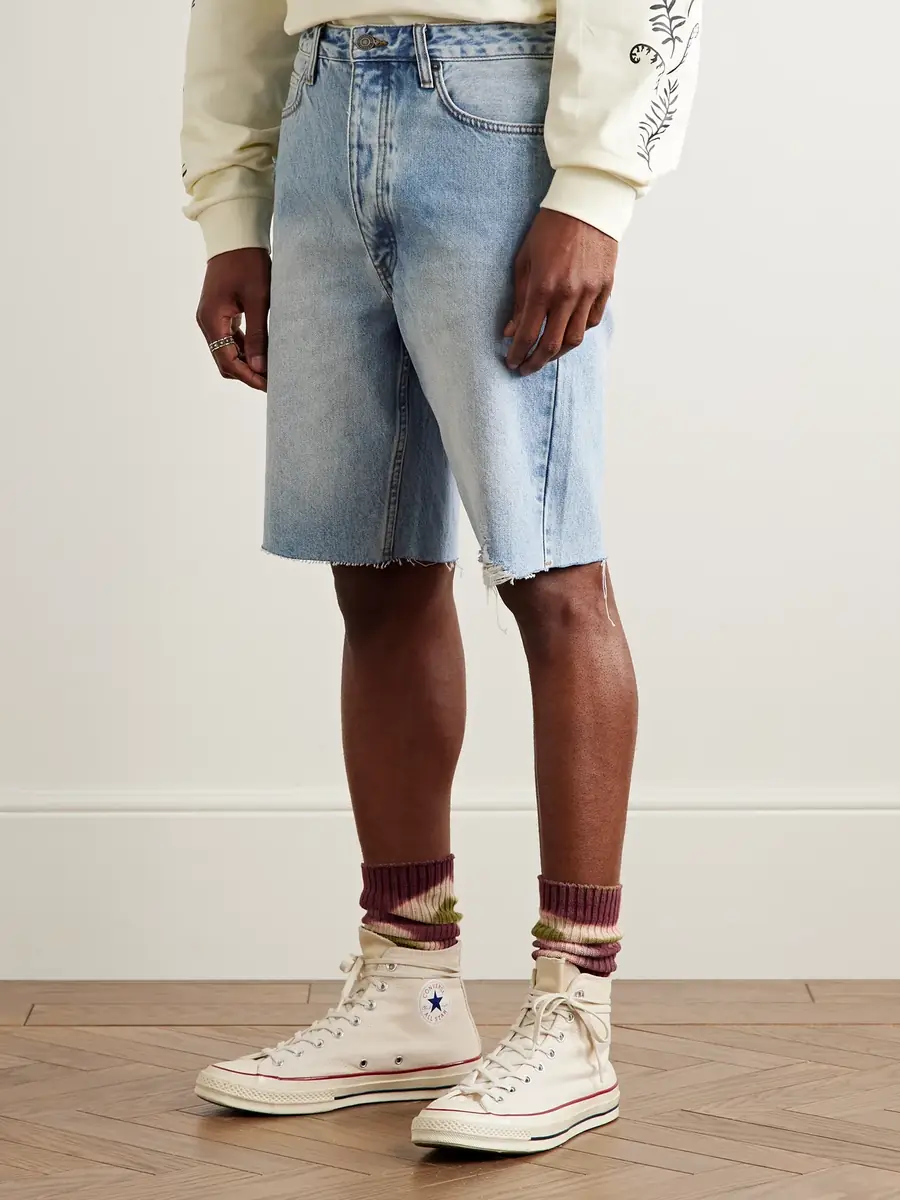 MANAAKI Tama Slim-Fit Straight-Leg Distressed Denim Shorts - Men | Thumbnail 3