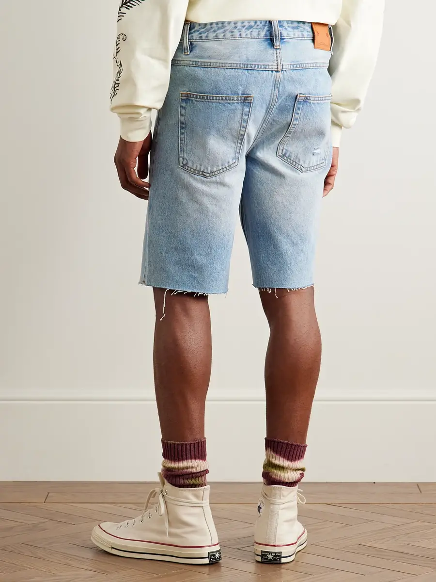 MANAAKI Tama Slim-Fit Straight-Leg Distressed Denim Shorts - Men | Thumbnail 4