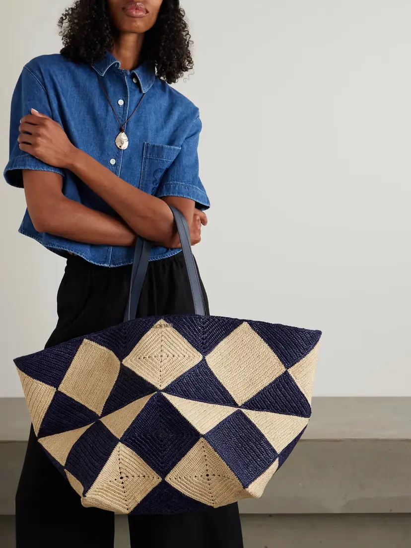 Loewe + Paula's Ibiza Xxl Puzzle Fold Leather-trimmed Raffia Tote Bag | Thumbnail 2 Loewe + Paula's Ibiza Xxl Puzzle Fold Leather-trimmed Raffia Tote Bag | Thumbnail 2