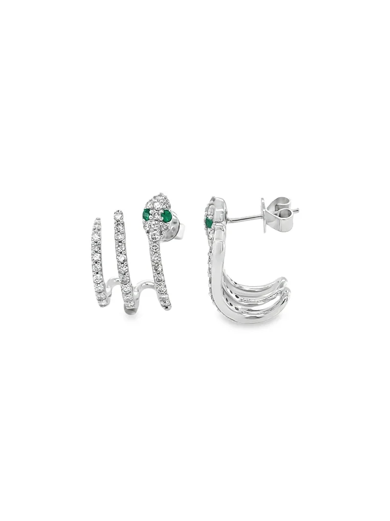 0.90ct Diamond 14K Gold Fire Snake Earrings