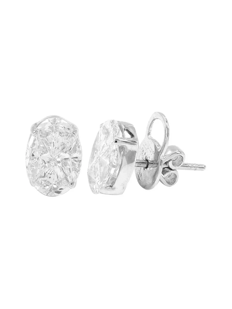 2.63ct Diamond 18K Gold Oval Illusion Stud Earrings 2.63ct Diamond 18K Gold Oval Illusion Stud Earrings