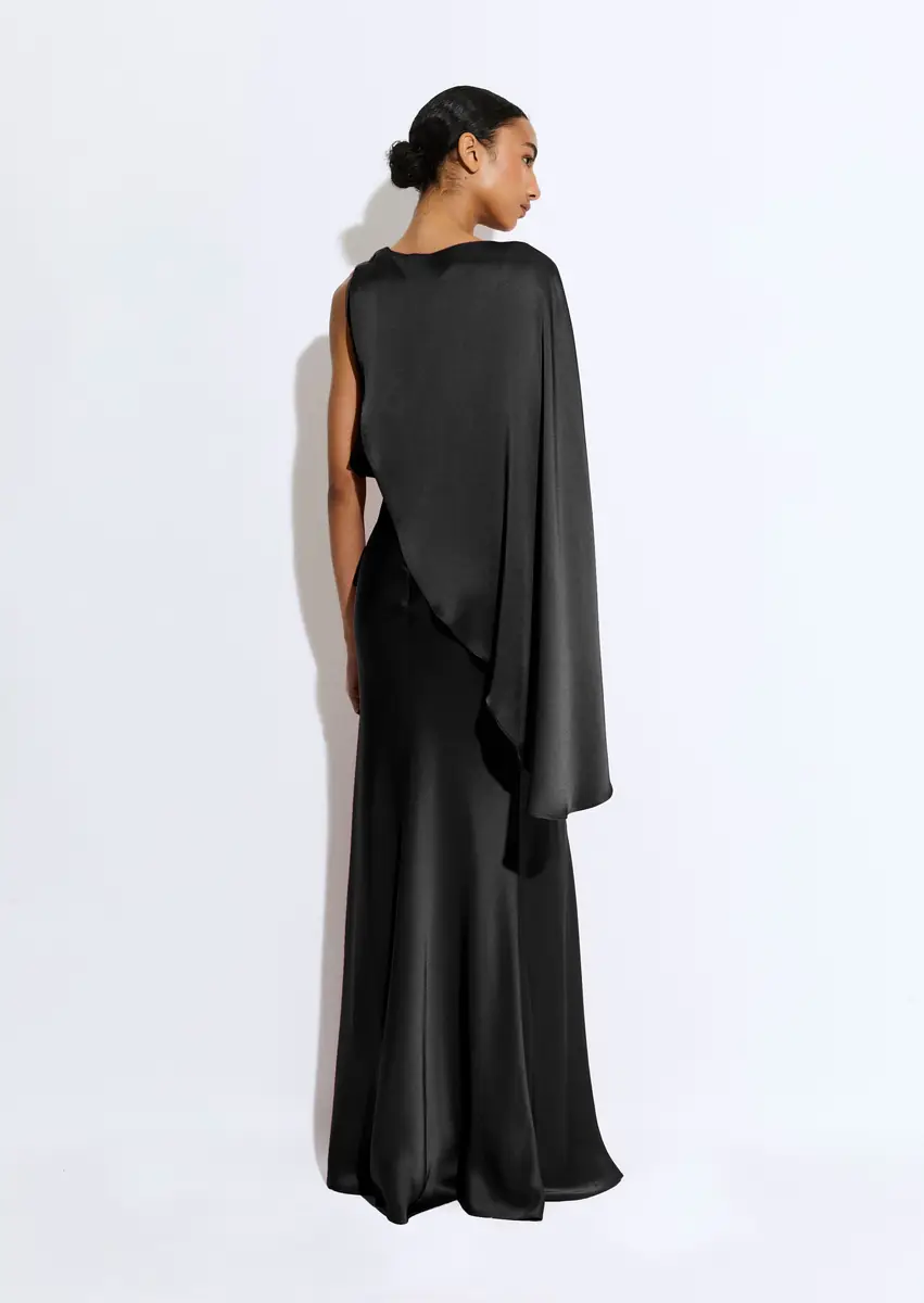 Lapointe Satin Asymmetric Draped Gown | Thumbnail 2 Lapointe Satin Asymmetric Draped Gown | Thumbnail 2