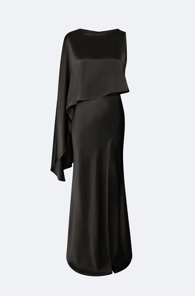 Lapointe Satin Asymmetric Draped Gown | Thumbnail 4 Lapointe Satin Asymmetric Draped Gown | Thumbnail 4