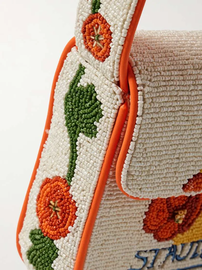 Staud Tommy Vegan-trimmed Bead-embellished Embroidered Satin Shoulder Bag | Thumbnail 4