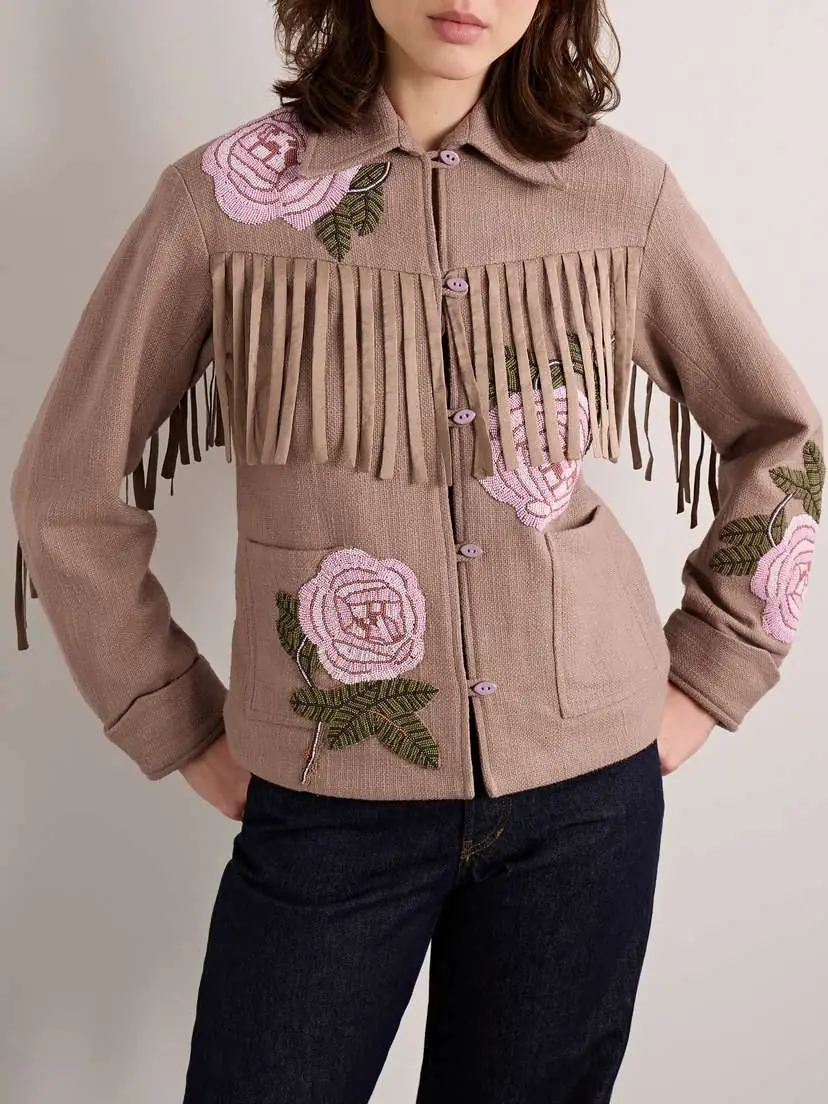 ALIX OF BOHEMIA Jude Fringed Bead-embellished Cotton-canvas Jacket | Thumbnail 3