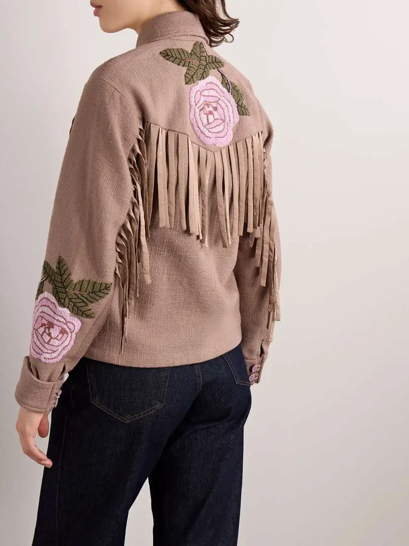 ALIX OF BOHEMIA Jude Fringed Bead-embellished Cotton-canvas Jacket | Thumbnail 4