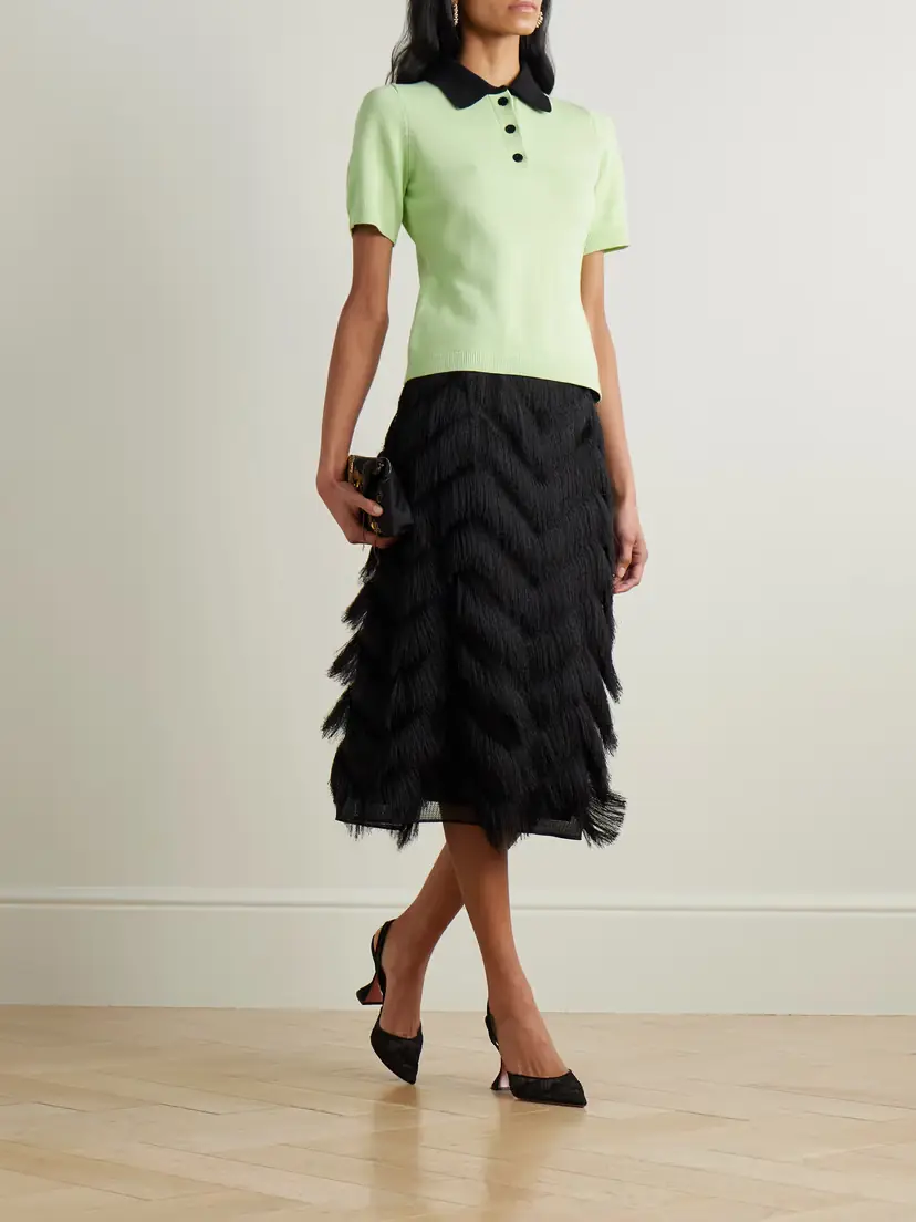 Emilia Wickstead Lorelei Fringed Mesh Midi Skirt | Thumbnail 2 Emilia Wickstead Lorelei Fringed Mesh Midi Skirt | Thumbnail 2
