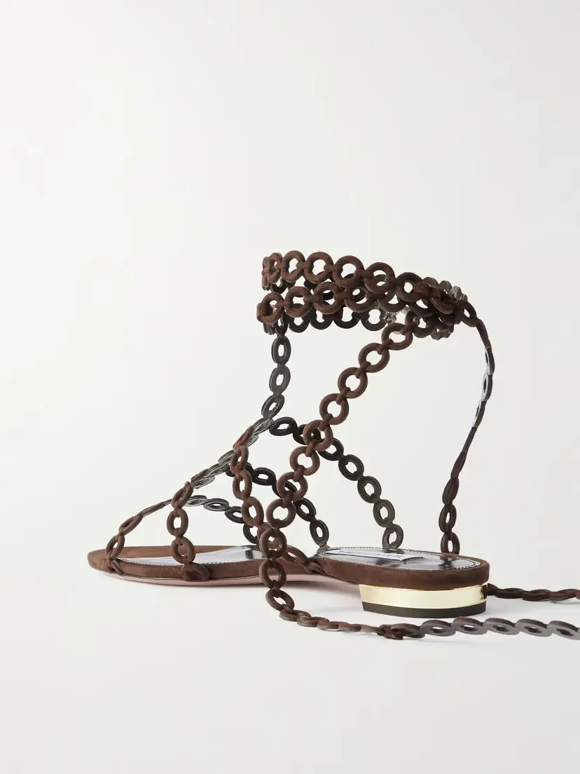Aquazzura Infinity Chain Cutout Suede Sandals | Thumbnail 3