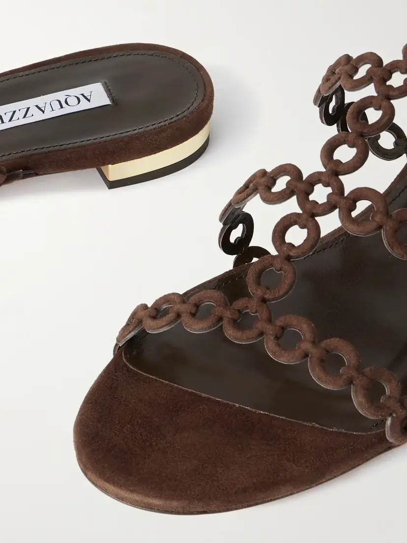 Aquazzura Infinity Chain Cutout Suede Sandals | Thumbnail 4