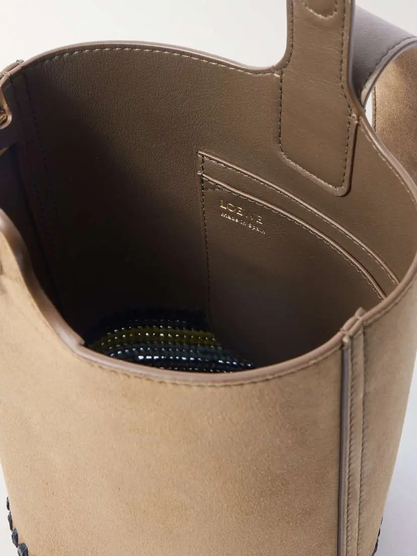 Loewe + Paula's Ibiza Pebble Mini Striped Raffia-trimmed Suede Tote | Thumbnail 5 Loewe + Paula's Ibiza Pebble Mini Striped Raffia-trimmed Suede Tote | Thumbnail 5