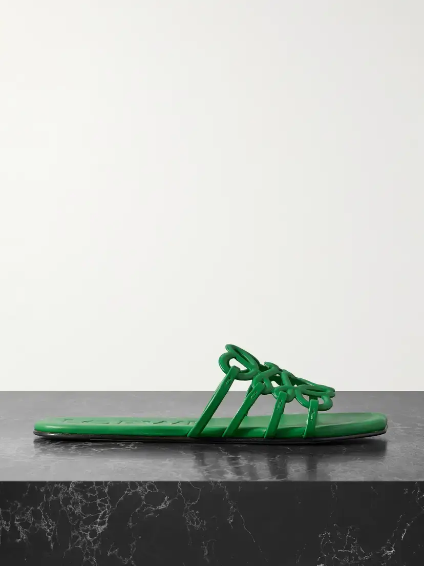 Loewe + Paula's Ibiza Petal Anagram Leather Slides | Image 1 Loewe + Paula's Ibiza Petal Anagram Leather Slides | Image 1