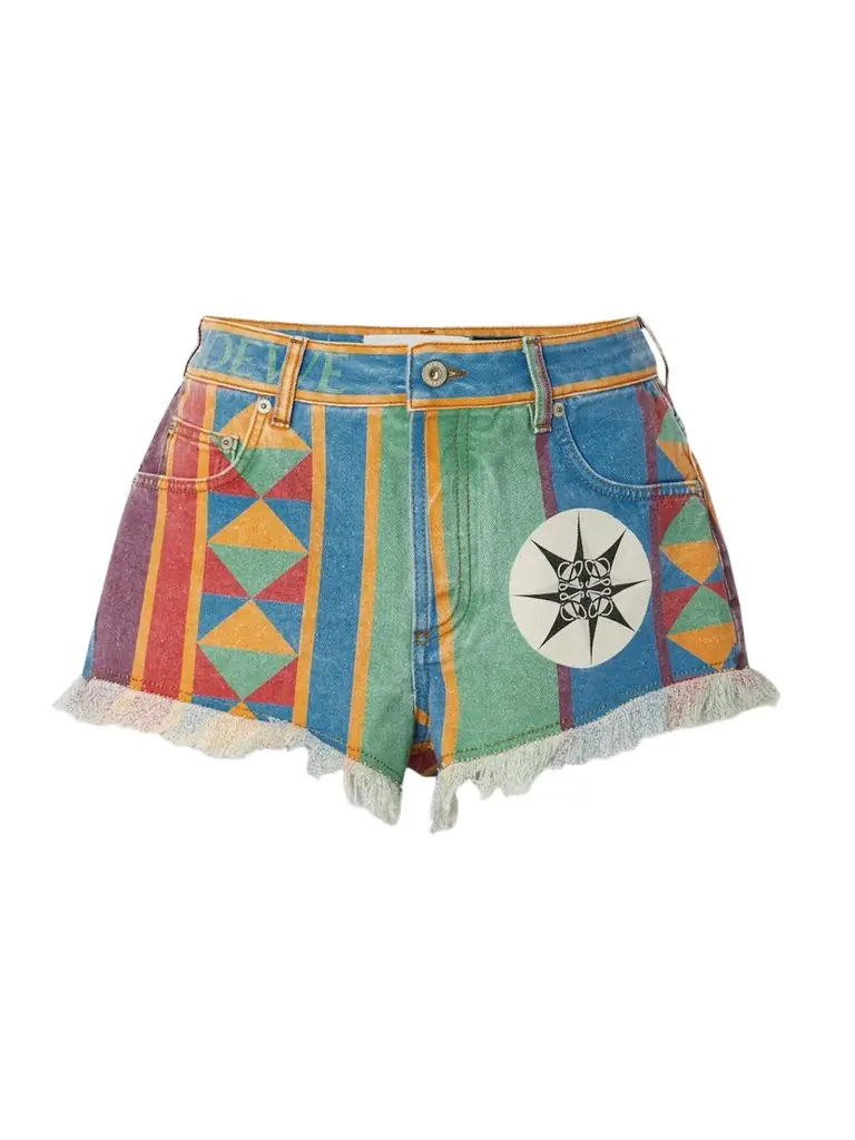Loewe + Paula's Ibiza Frayed Printed Denim Shorts | Image 1 Loewe + Paula's Ibiza Frayed Printed Denim Shorts | Image 1