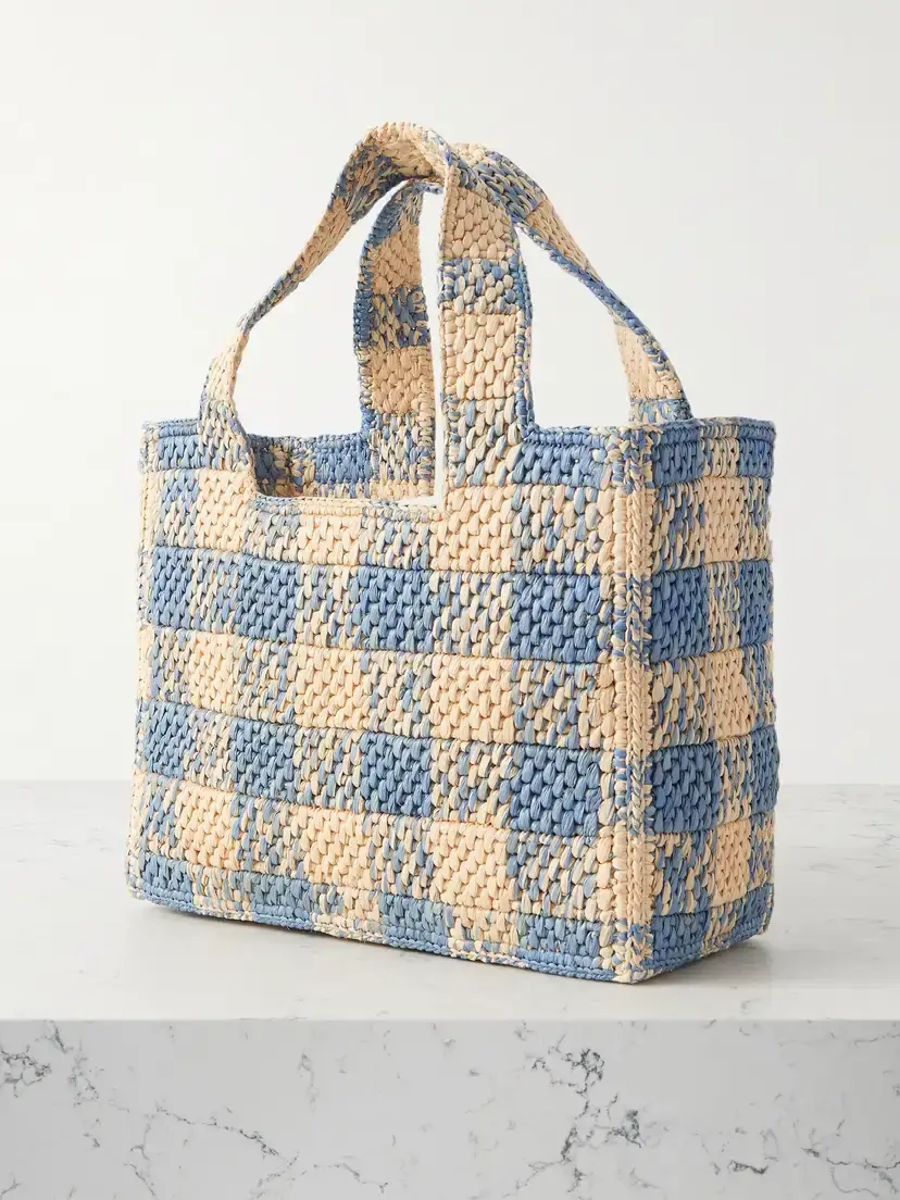 Loewe + Paula's Ibiza Embroidered Checked Raffia Tote | Thumbnail 3