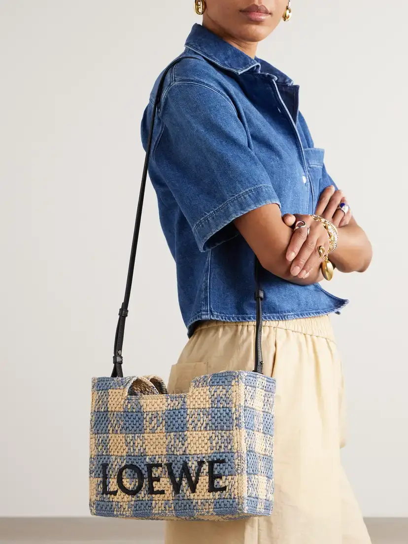 Loewe + Paula's Ibiza Embroidered Checked Raffia Tote | Thumbnail 6
