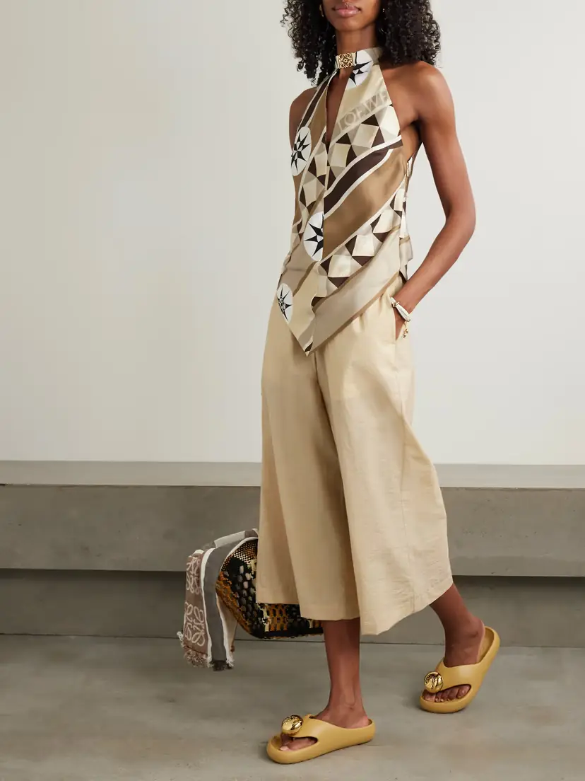 Loewe + Paula's Ibiza Appliquéd Crinkled Cotton-blend Wide-leg Pants | Thumbnail 2 Loewe + Paula's Ibiza Appliquéd Crinkled Cotton-blend Wide-leg Pants | Thumbnail 2