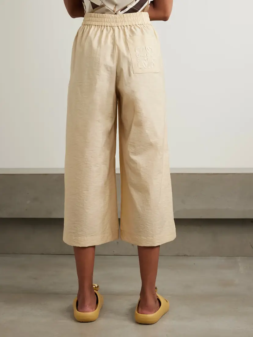 Loewe + Paula's Ibiza Appliquéd Crinkled Cotton-blend Wide-leg Pants | Thumbnail 4 Loewe + Paula's Ibiza Appliquéd Crinkled Cotton-blend Wide-leg Pants | Thumbnail 4
