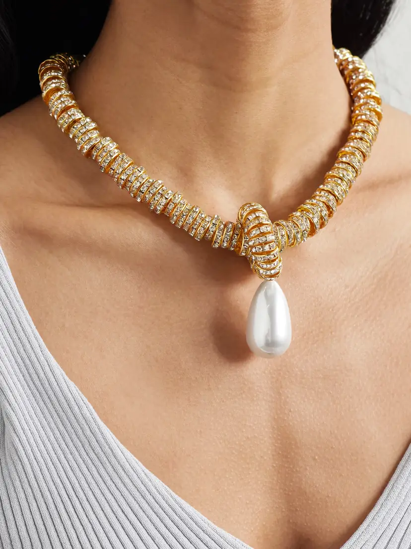 Julietta Gold-tone Faux Pearl And Swarovski Crystal Necklace | Thumbnail 2 Julietta Gold-tone Faux Pearl And Swarovski Crystal Necklace | Thumbnail 2